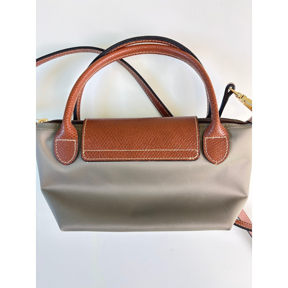 Nylon Mini Crossbody Taupe Brown Zip Top - Picture 4 of 9